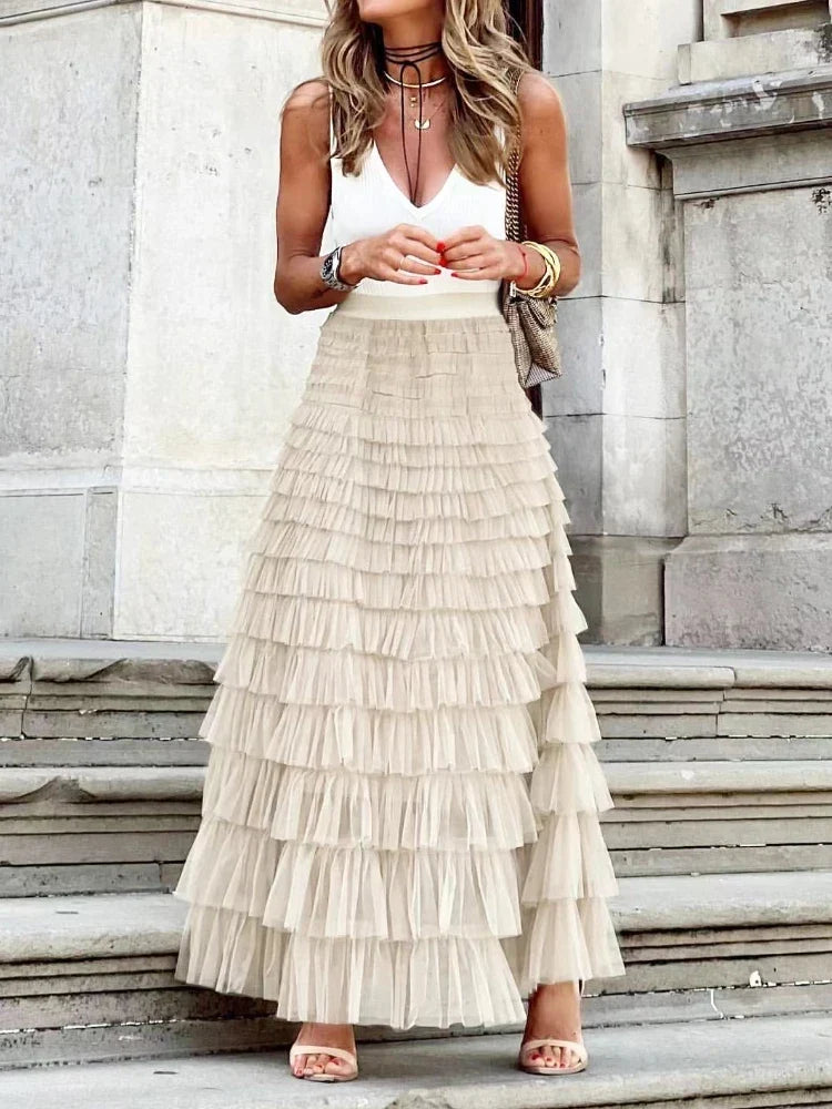 Ella™ - Elegant Multilayer Ruffle Mesh Skirt