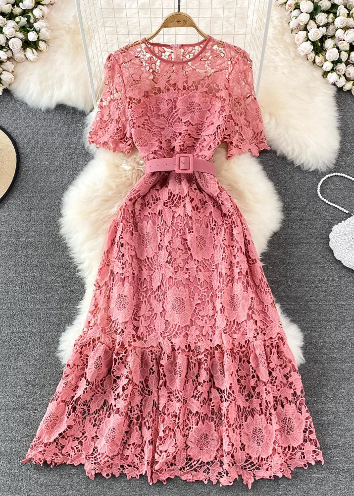 Avery™ - Stylish Floral Lace Midi Dress