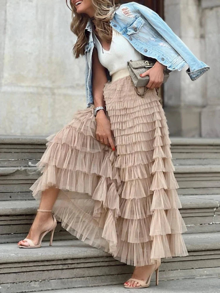Ella™ - Elegant Multilayer Ruffle Mesh Skirt