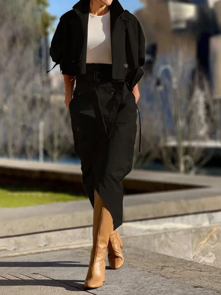 Zoe™- Elegant Jacket and Wrap Skirt Set