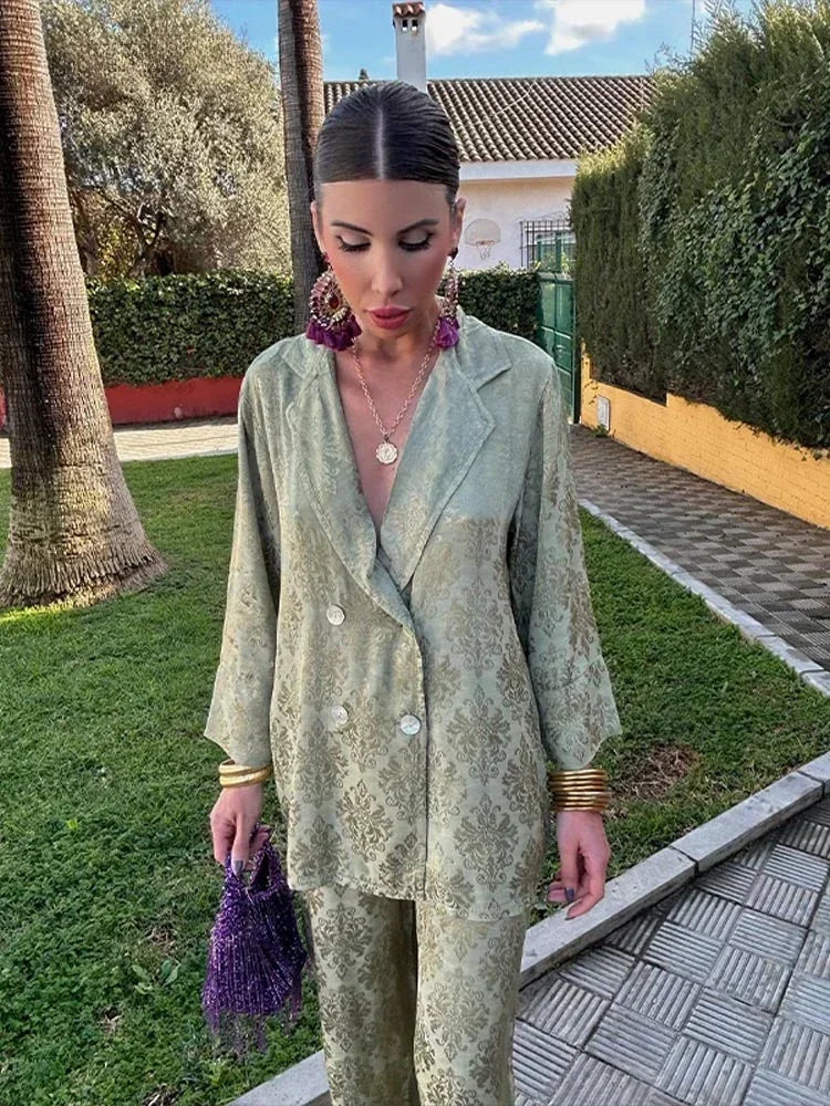 Olivia™ - Elegant Shimmer Shirt and Pants Set