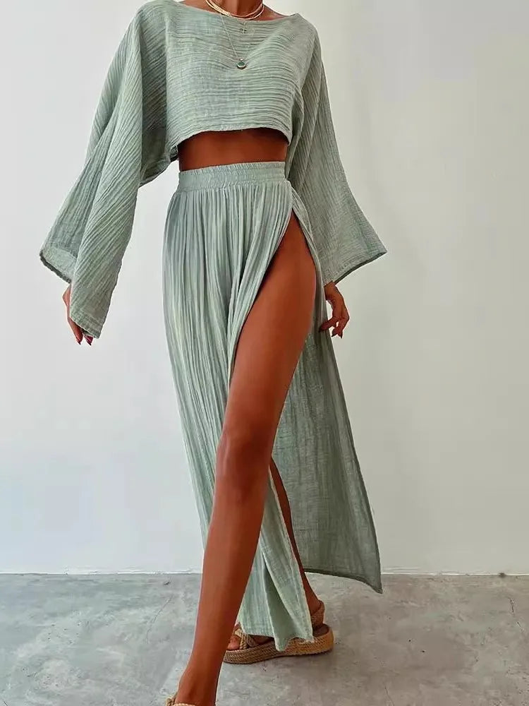 Olivia™ - Stylish top and Slit Skirt Set