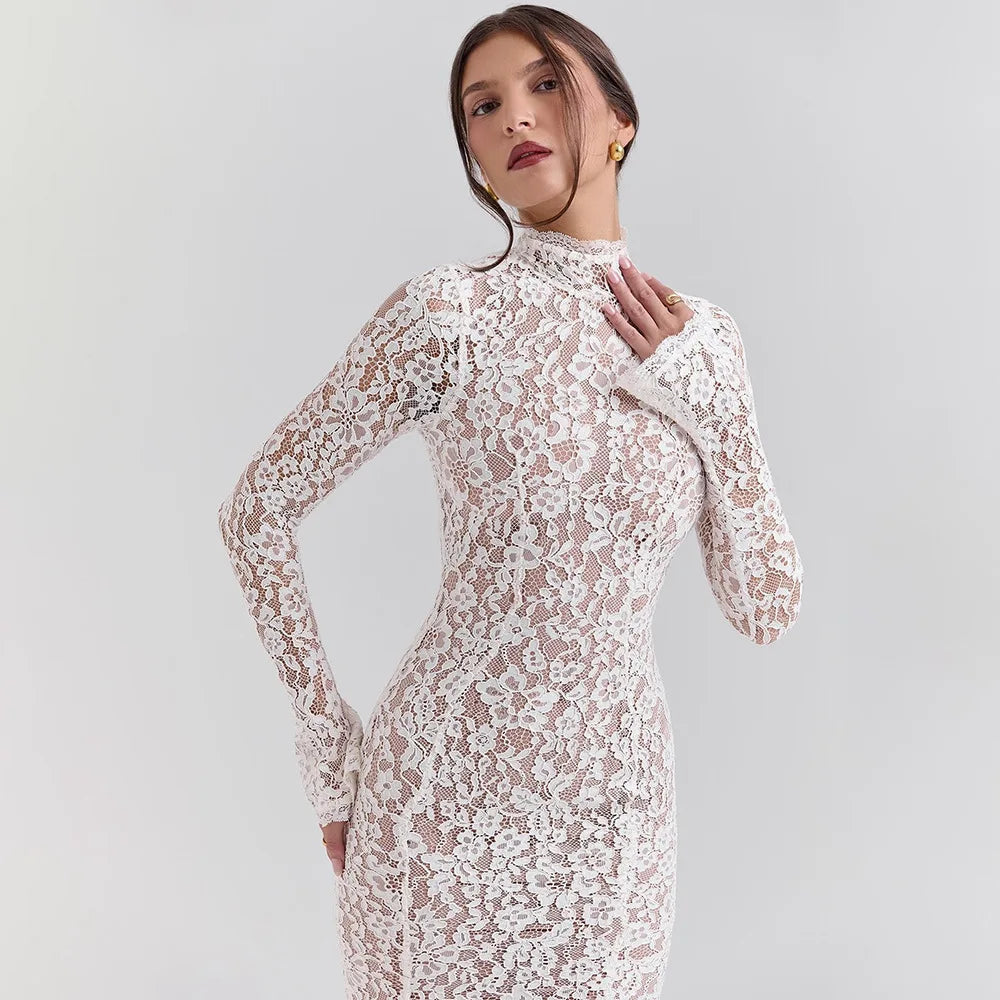 Riley™ - High Neck High Waist Lace Bodycon