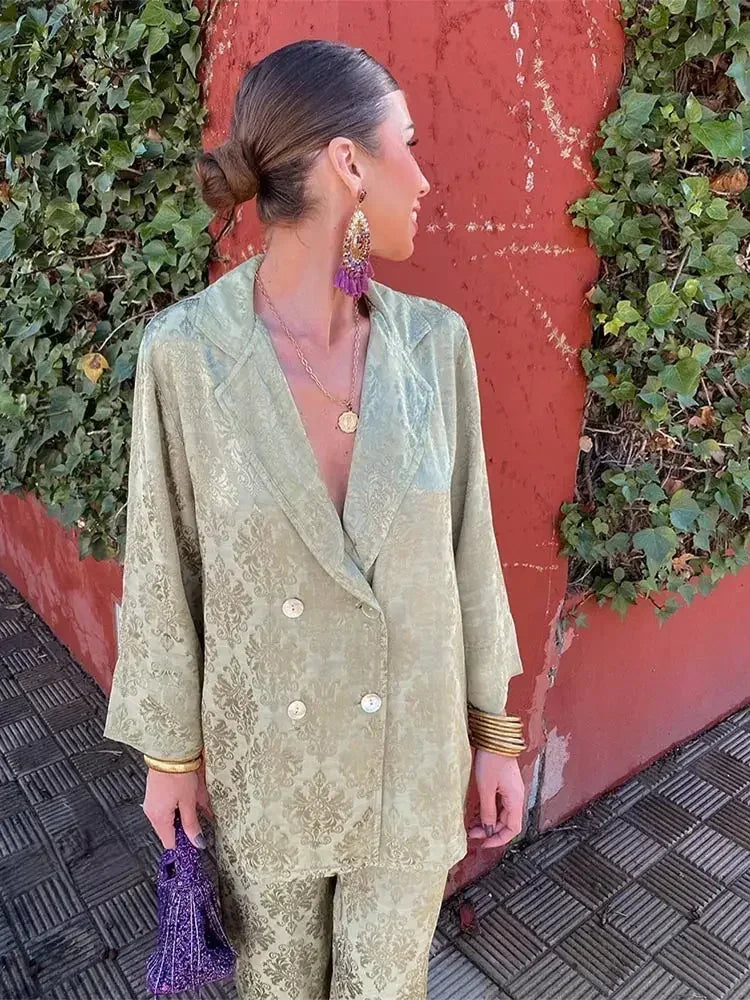 Olivia™ - Elegant Shimmer Shirt and Pants Set
