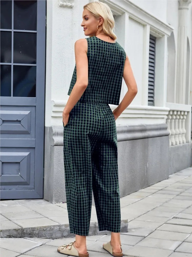 Victoria™ - Casual Plaid Two Piece Set