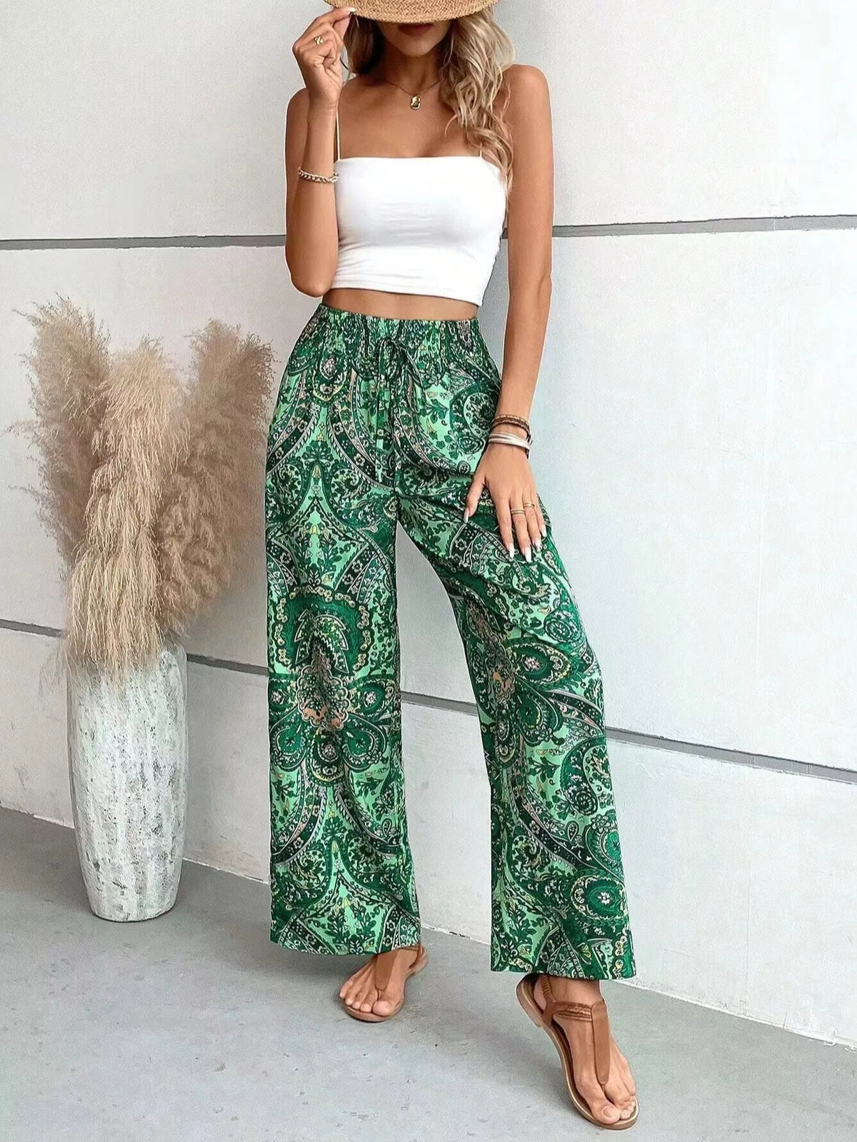Olivia™ - Vintage Printed Wide-leg Pants