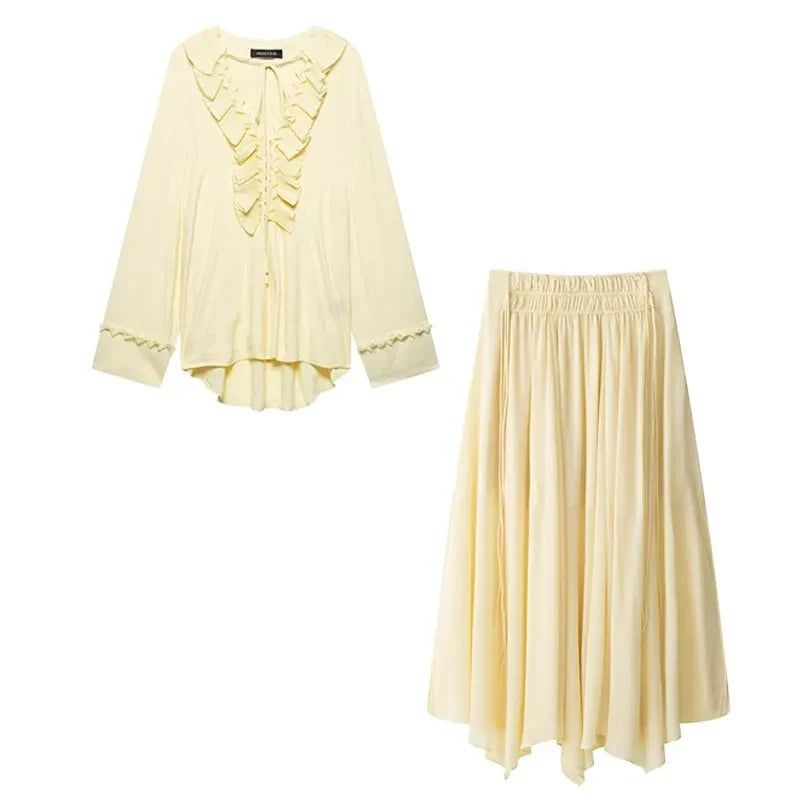 Avery™ - Elegant Vintage Top and Skirt Set