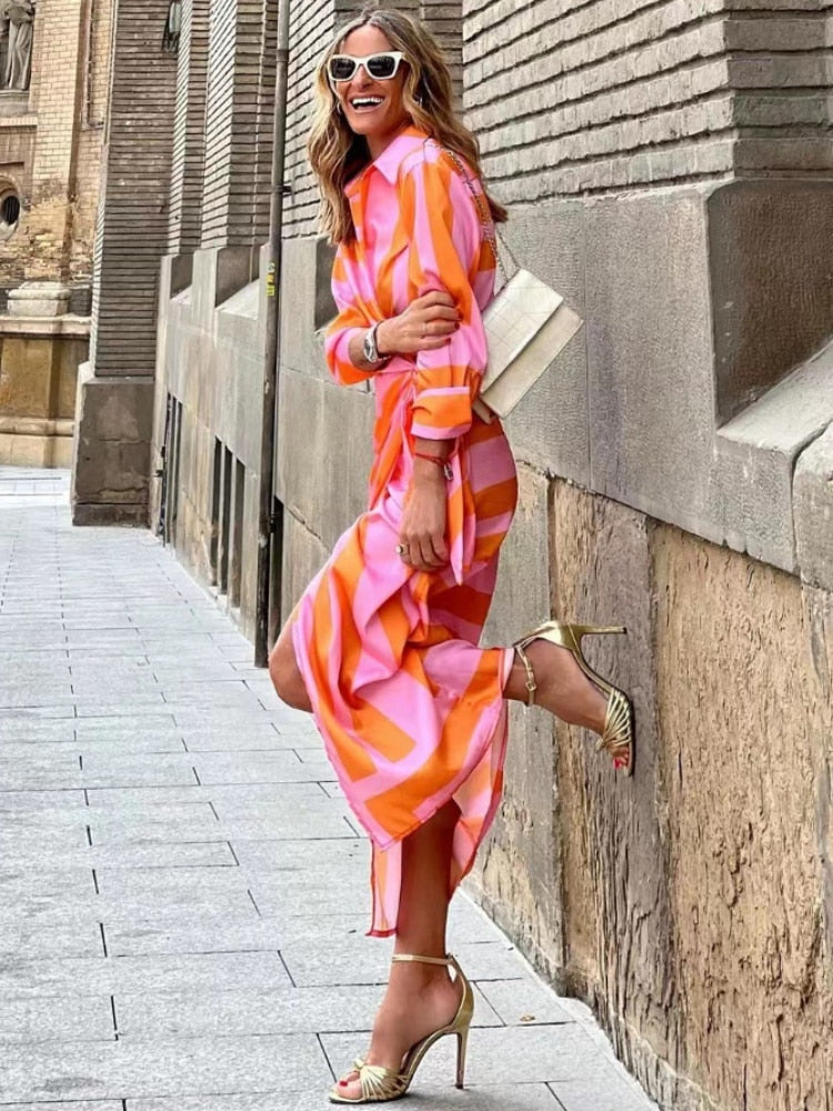 Madison™ - Striped Midi Shirt Dress