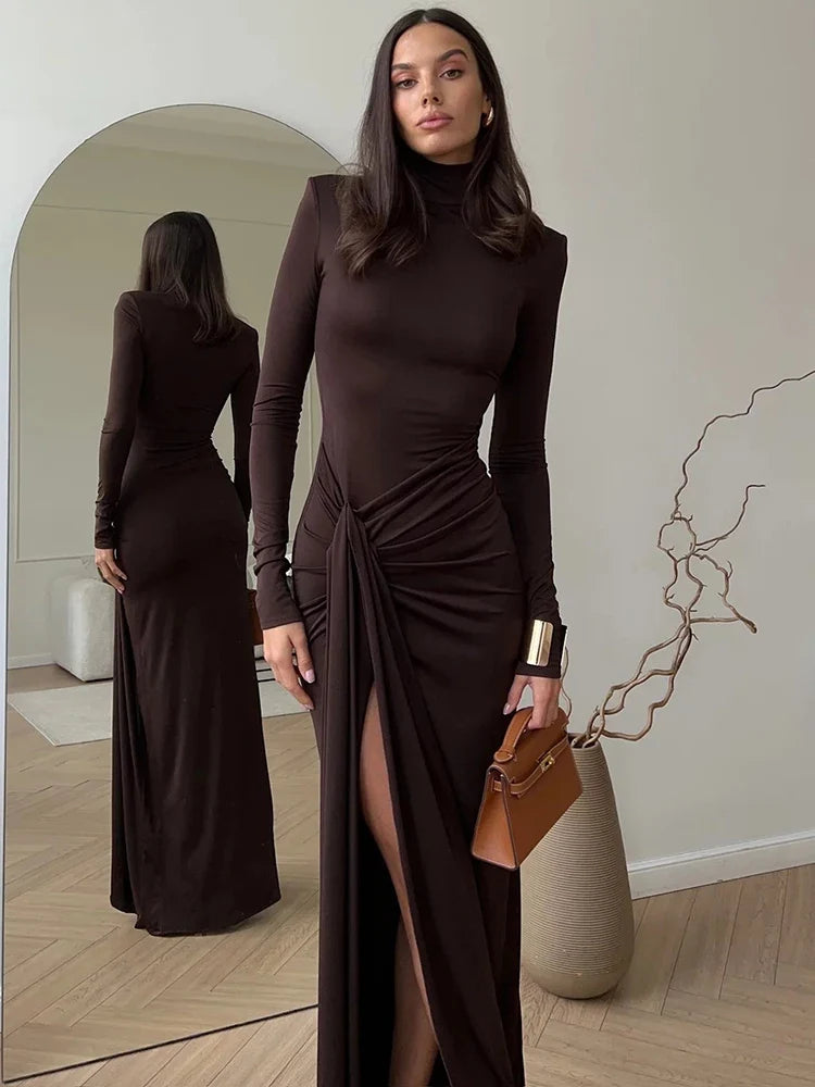 Abigail™ - Sexy Turtleneck Bodycon Dress with Thigh High Split