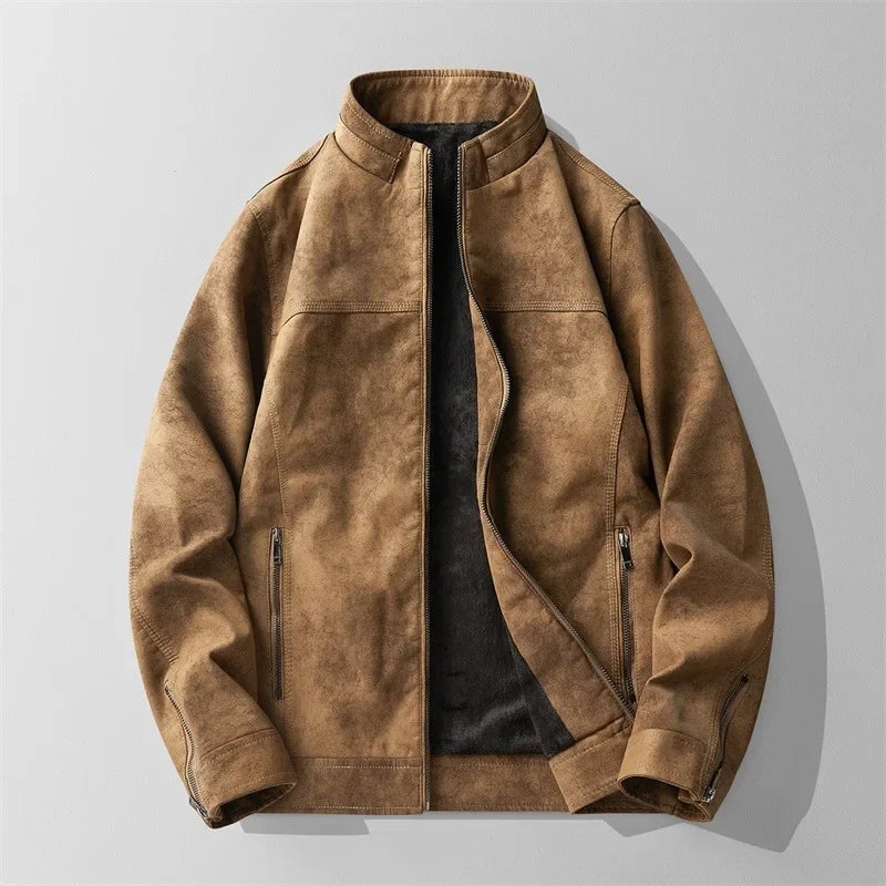 Cole™ - Vintage Style Leather Jacket with Zipper