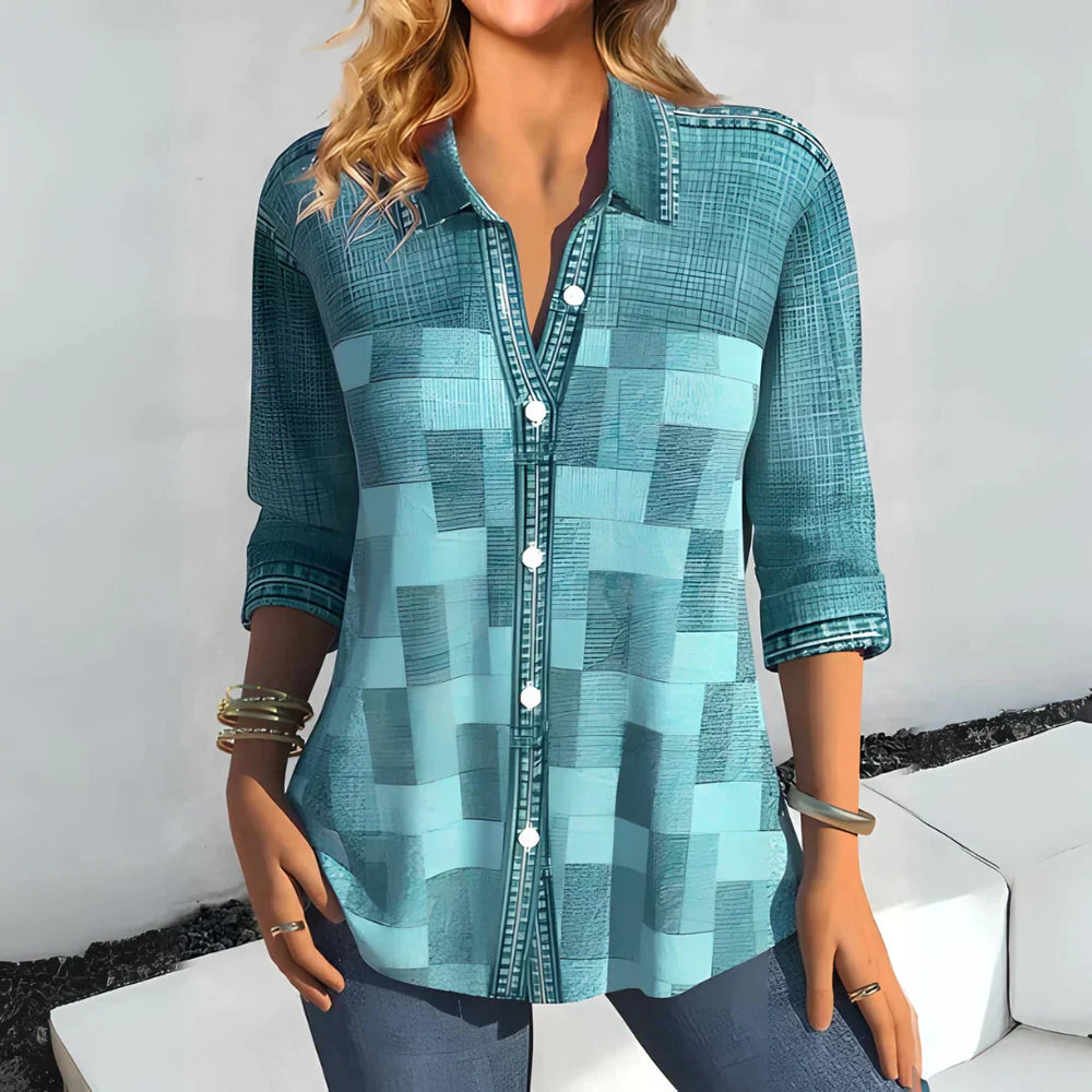 Alyssa™ - Elegant And Breathable Plaid Blouse