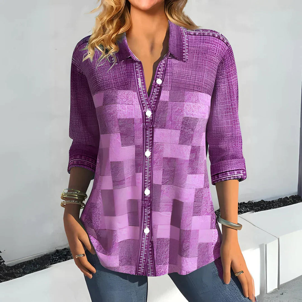 Alyssa™ - Elegant And Breathable Plaid Blouse