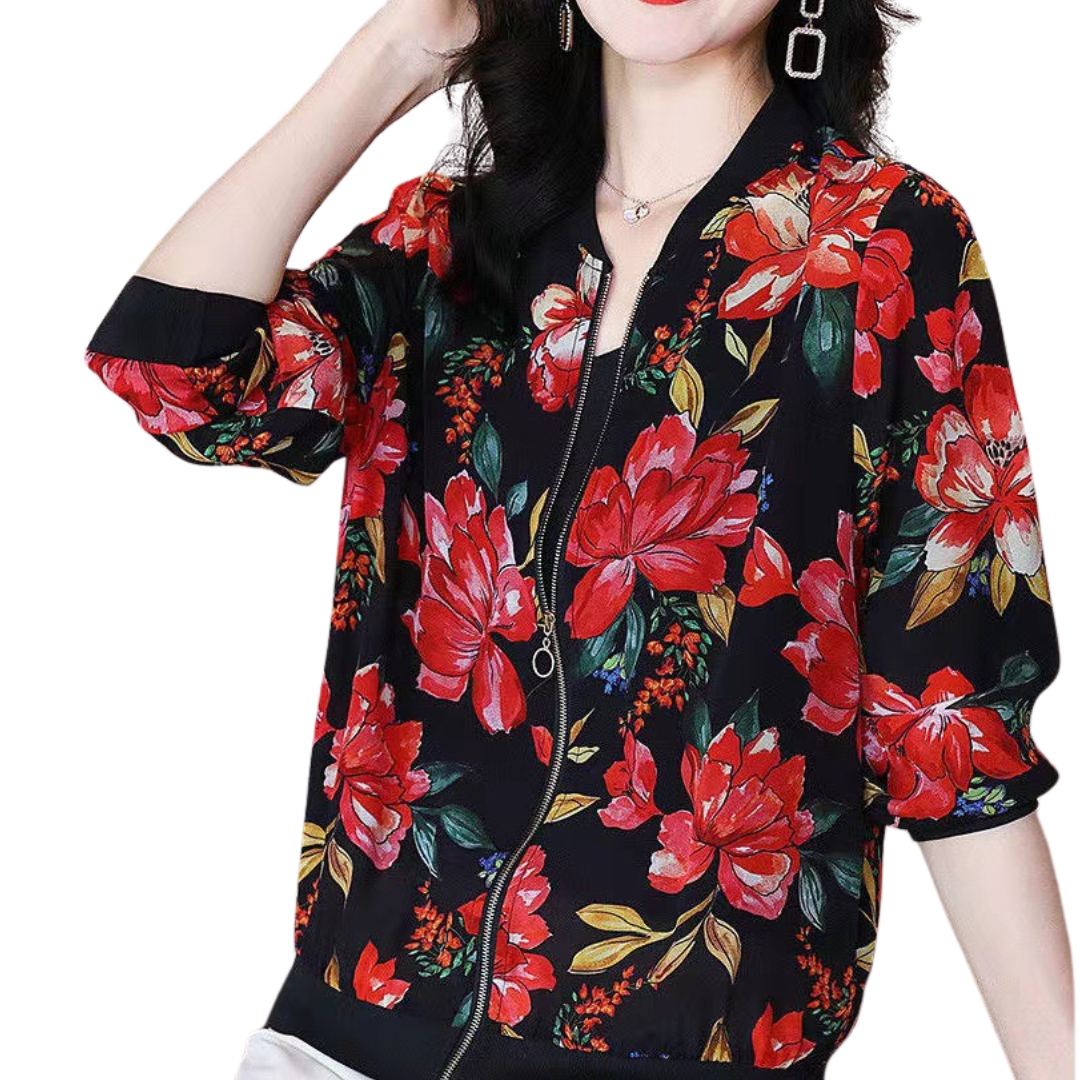 Sophia™ - Comfortable Floral Print Long Sleeve Jacket