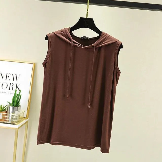 Lina™ - Sporty Crop Tank Top With Hood