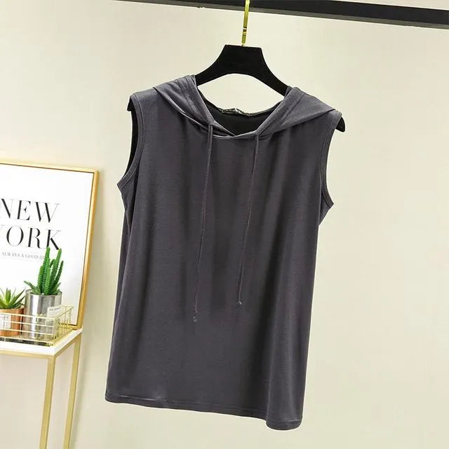 Lina™ - Sporty Crop Tank Top With Hood