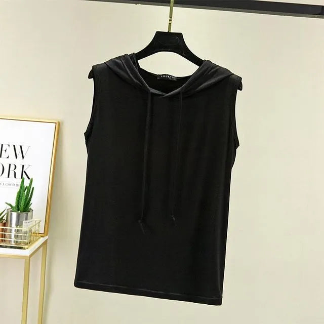 Lina™ - Sporty Crop Tank Top With Hood