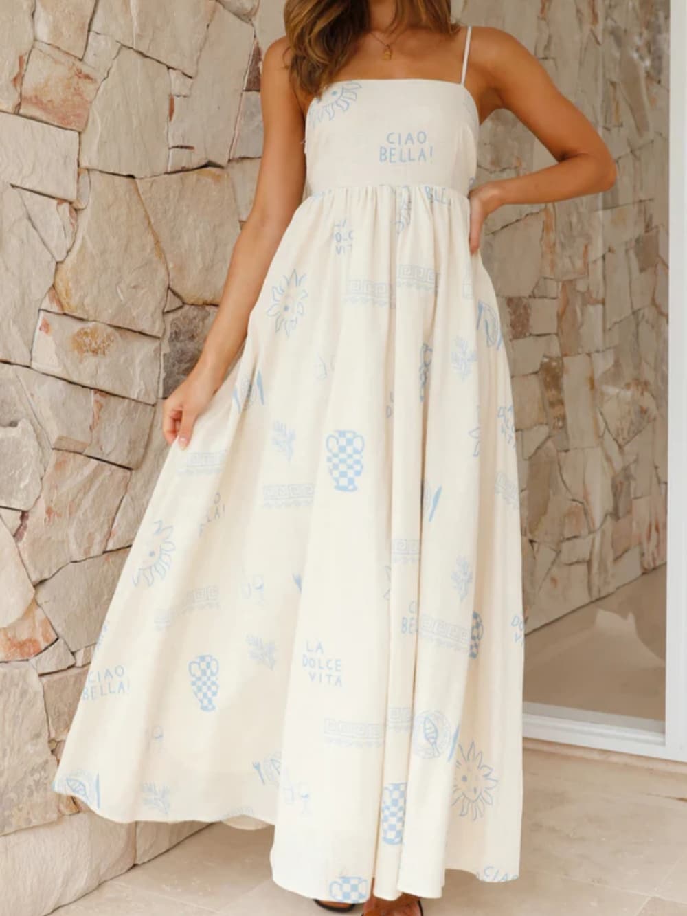 Avery™ - Maxi Dress With Mediterranean Print