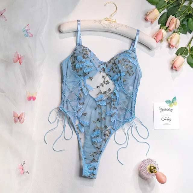 Victoria™ - Embroidered Butterfly Bodysuit