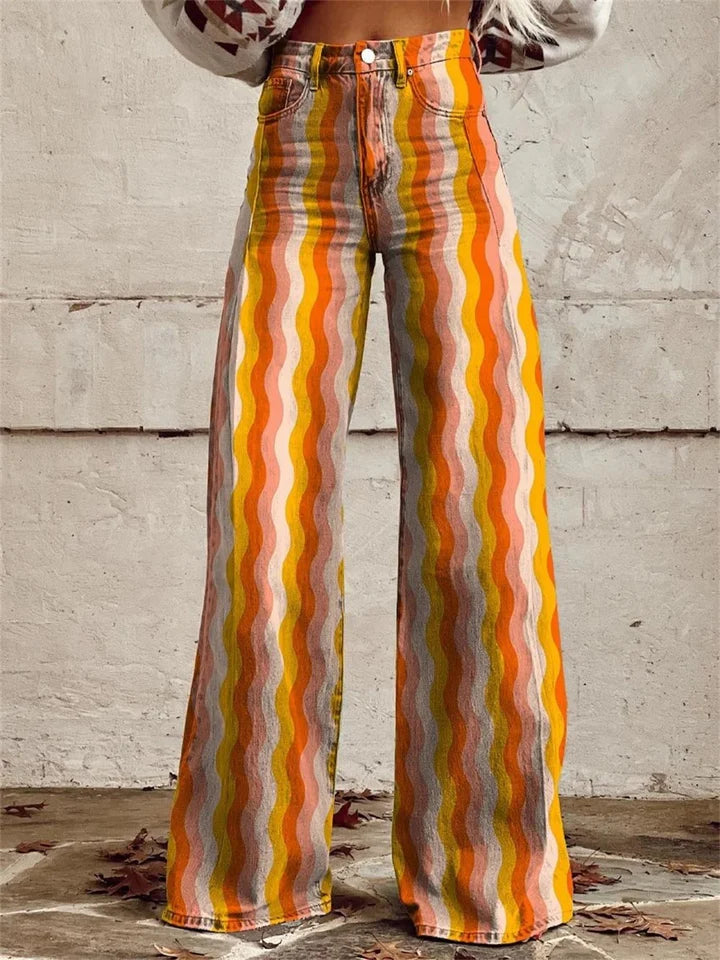 Layla™ - Retro Zig Zag Wide Leg Pants