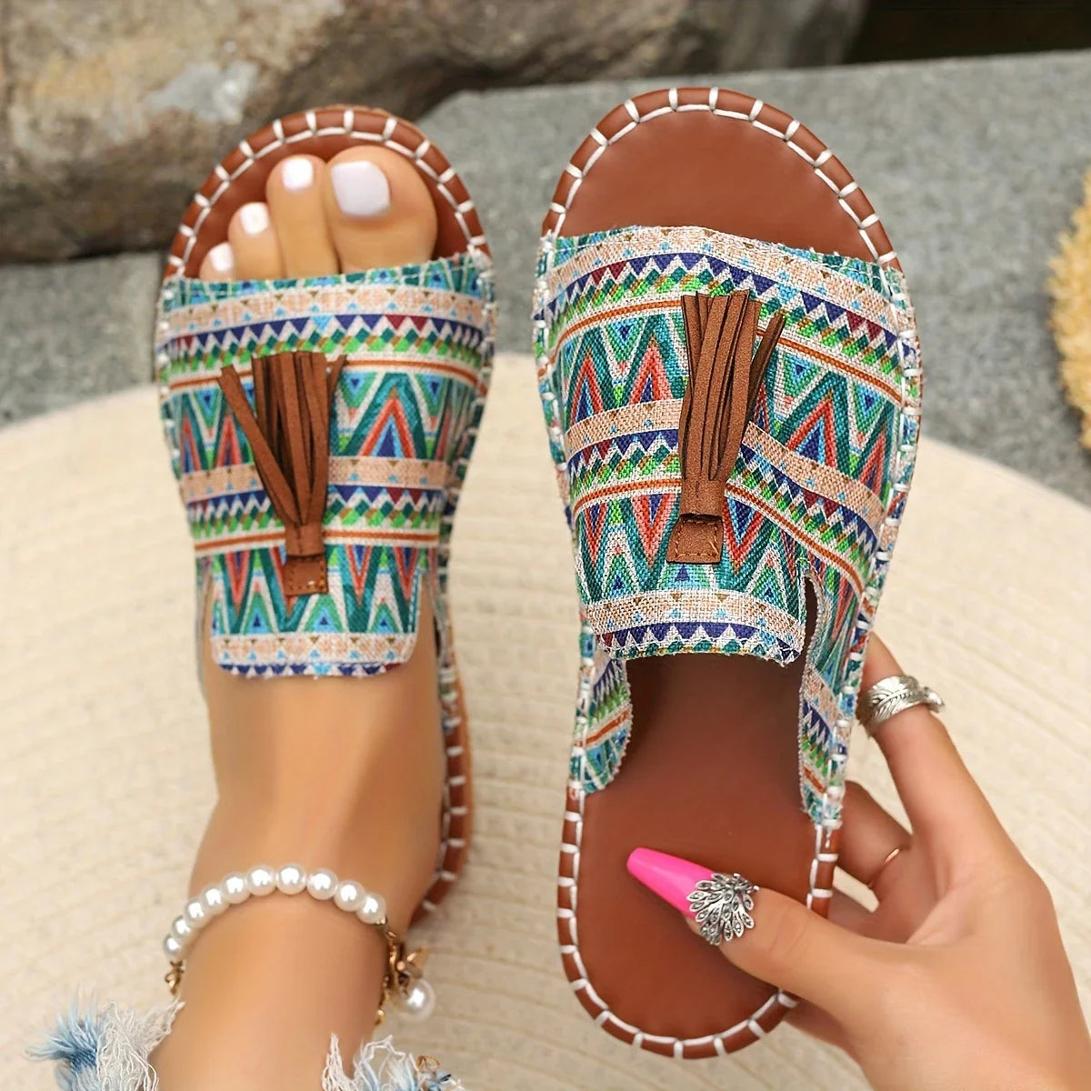 Zoe™ - Ethnic Flat Sandals