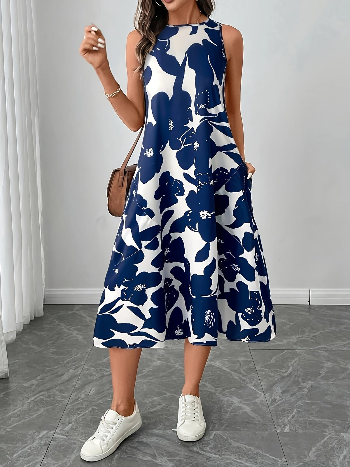 Aria™ - Elegant Floral Dress with Pockets