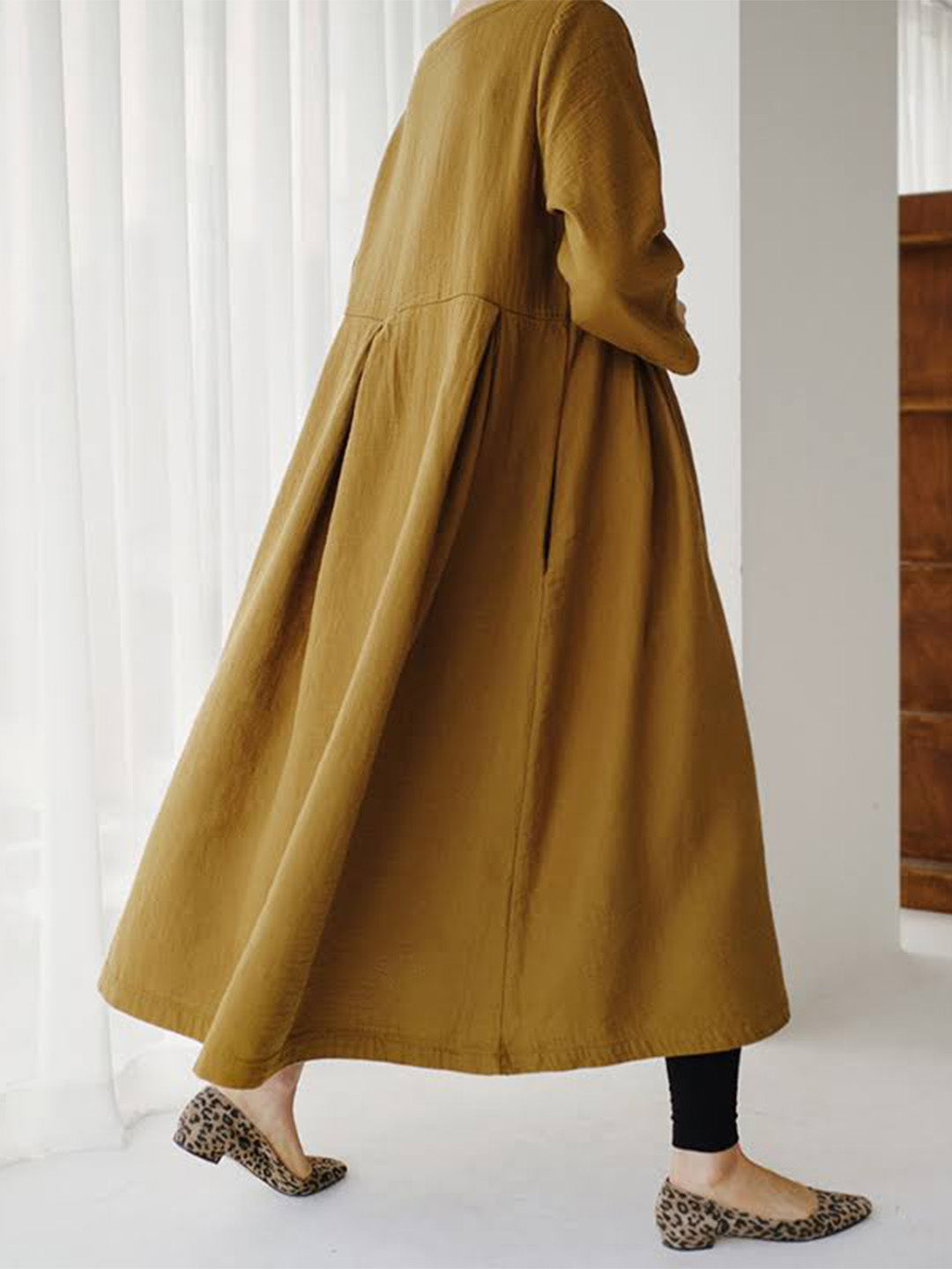 Luna™ - Loose Linen Dress with Side Pockets