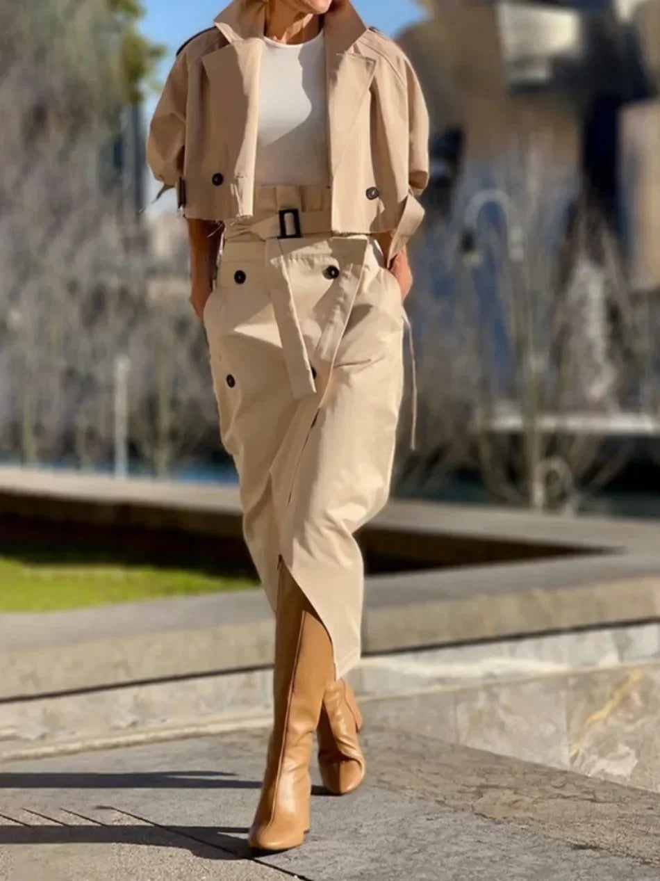 Zoe™- Elegant Jacket and Wrap Skirt Set