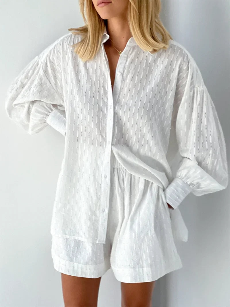 Charlotte™ - Effortlessly Chic Breezy Shirt and Shorts Ensemble