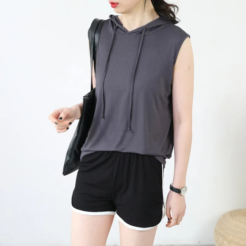 Lina™ - Sporty Crop Tank Top With Hood