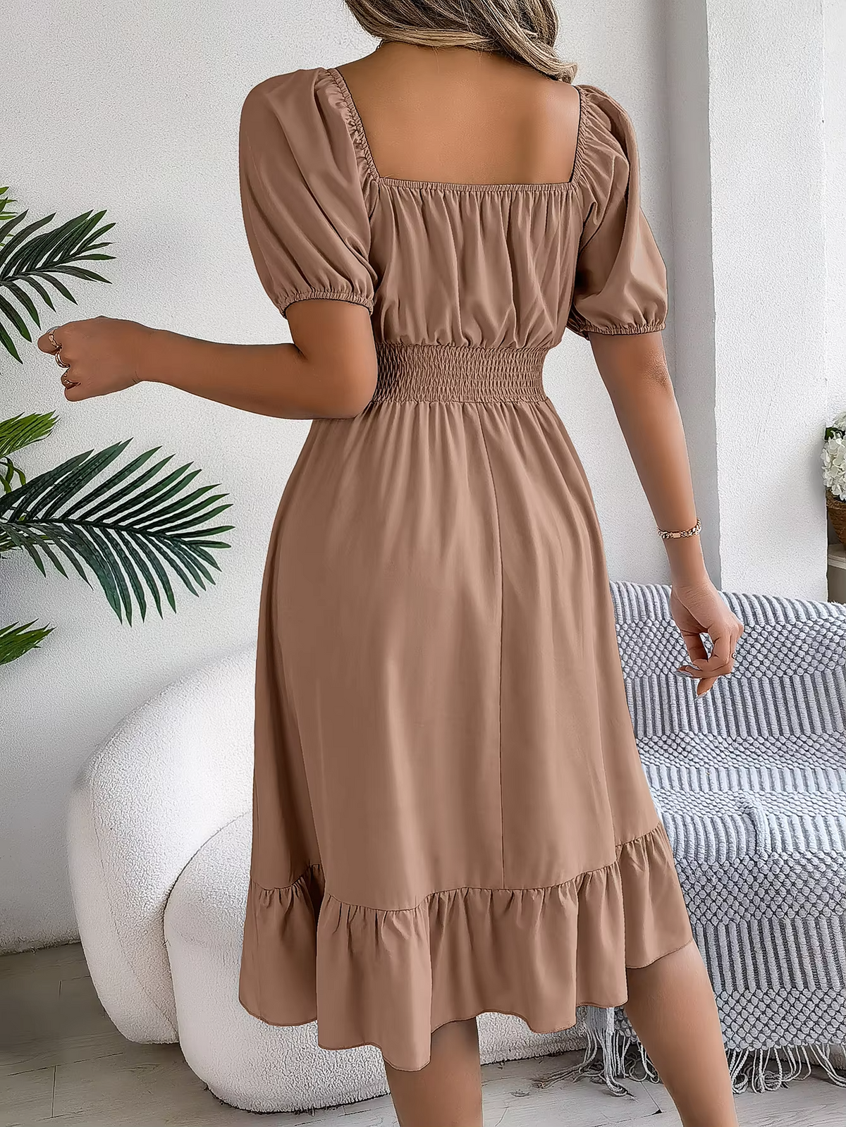 Riley™ - Stylish Short Sleeve V Neck Linen Dress