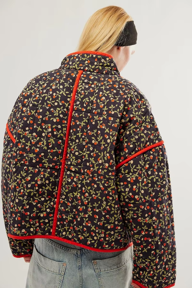 Layla™ - Modern Quilted Flower Print Jacket