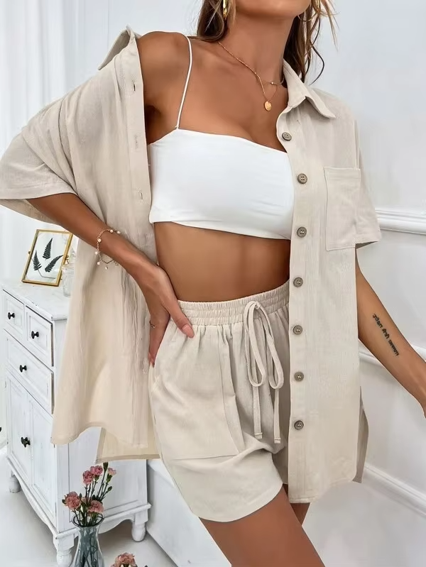 Scarlett™ - Comfortable Linen Shirt and Shorts Set