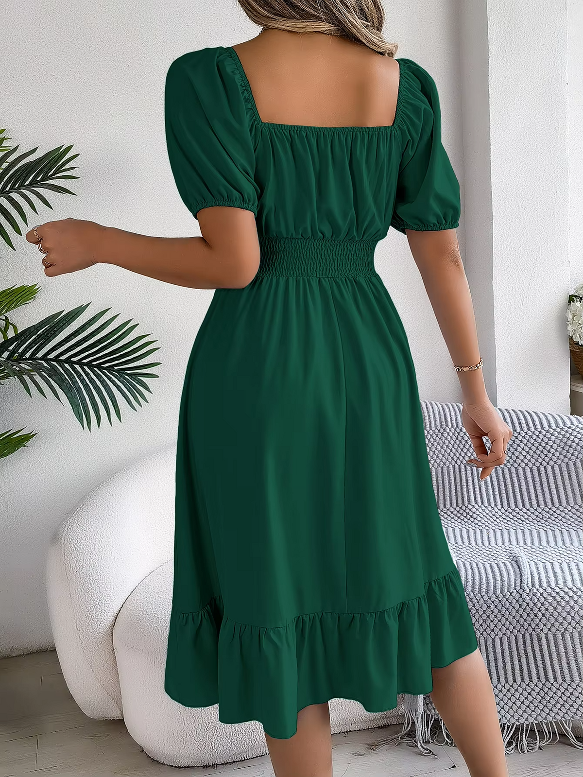Riley™ - Stylish Short Sleeve V Neck Linen Dress