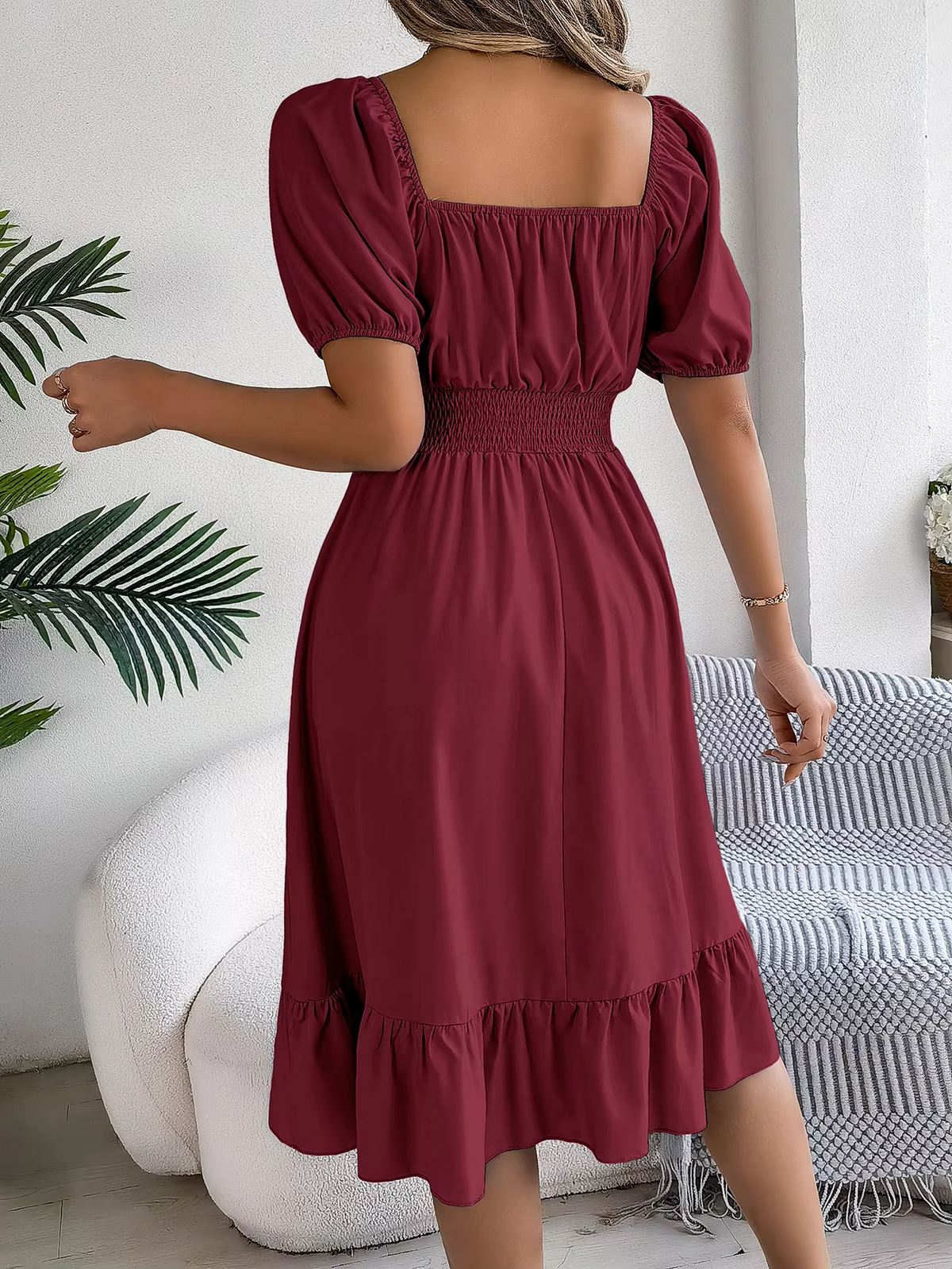 Riley™ - Stylish Short Sleeve V Neck Linen Dress