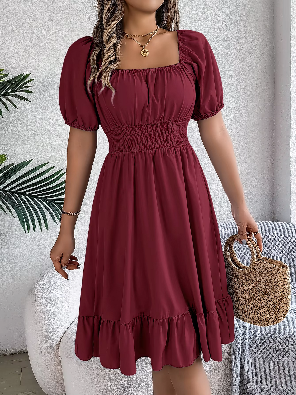 Riley™ - Stylish Short Sleeve V Neck Linen Dress