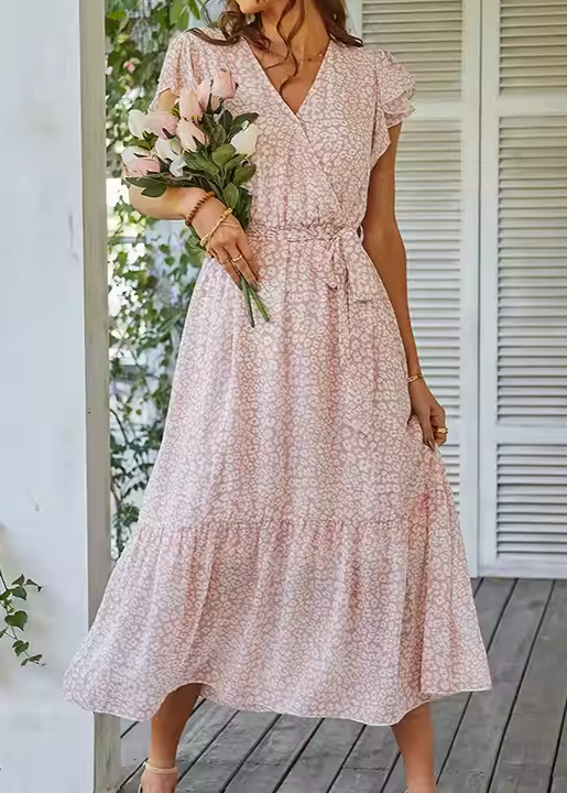 Zoe™ - Comfortable Floral Wrap Belt Summer Dress