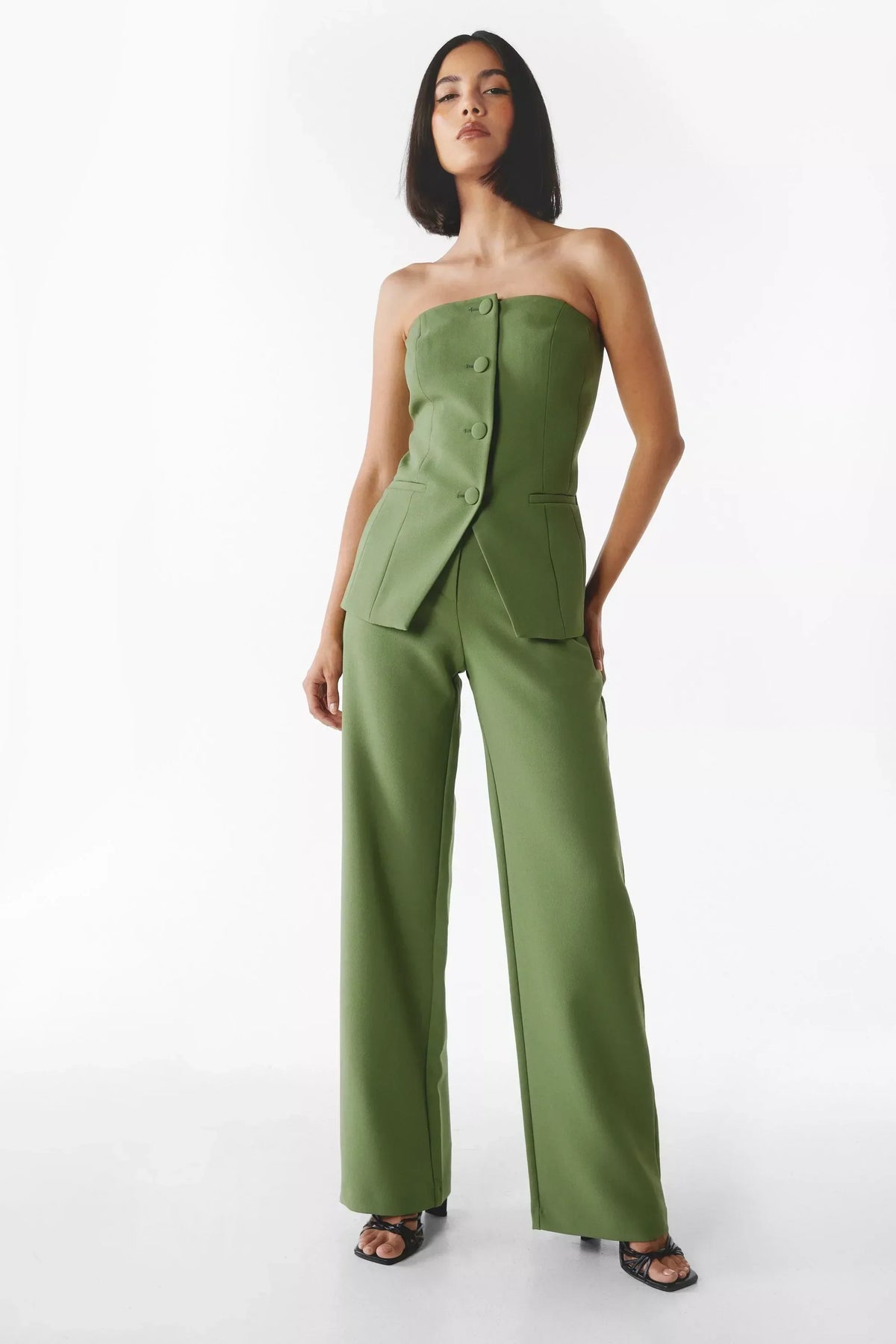 Harper™ - Strapless Buttoned Two-Piece Set