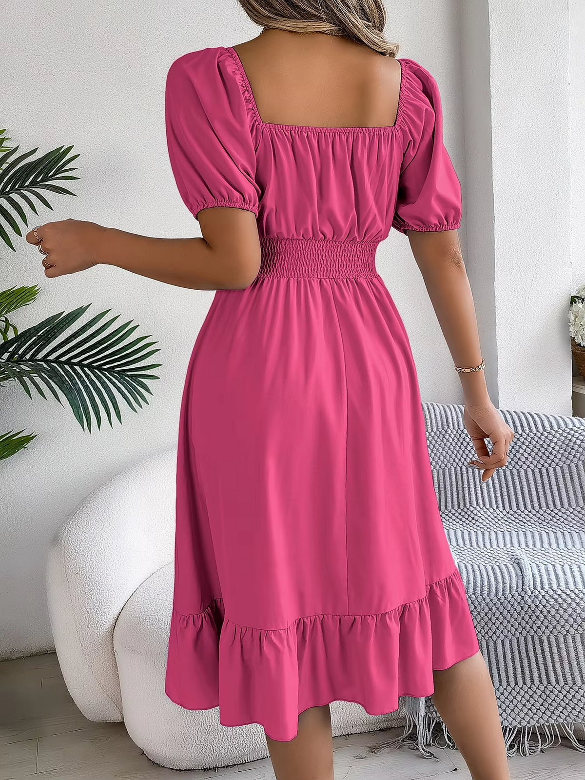 Riley™ - Stylish Short Sleeve V Neck Linen Dress