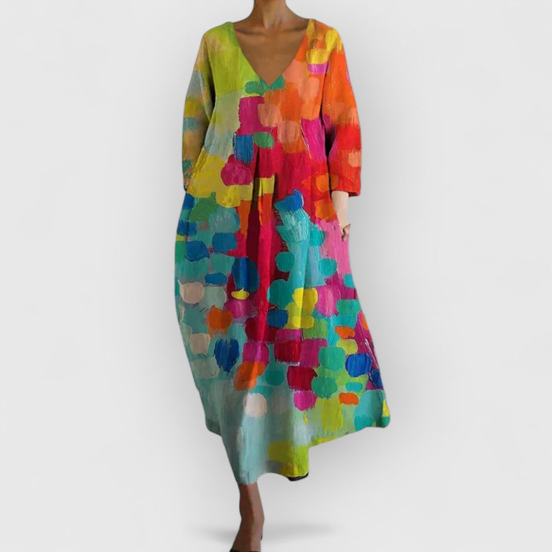 Lina™ - Colorful V-neck Dress