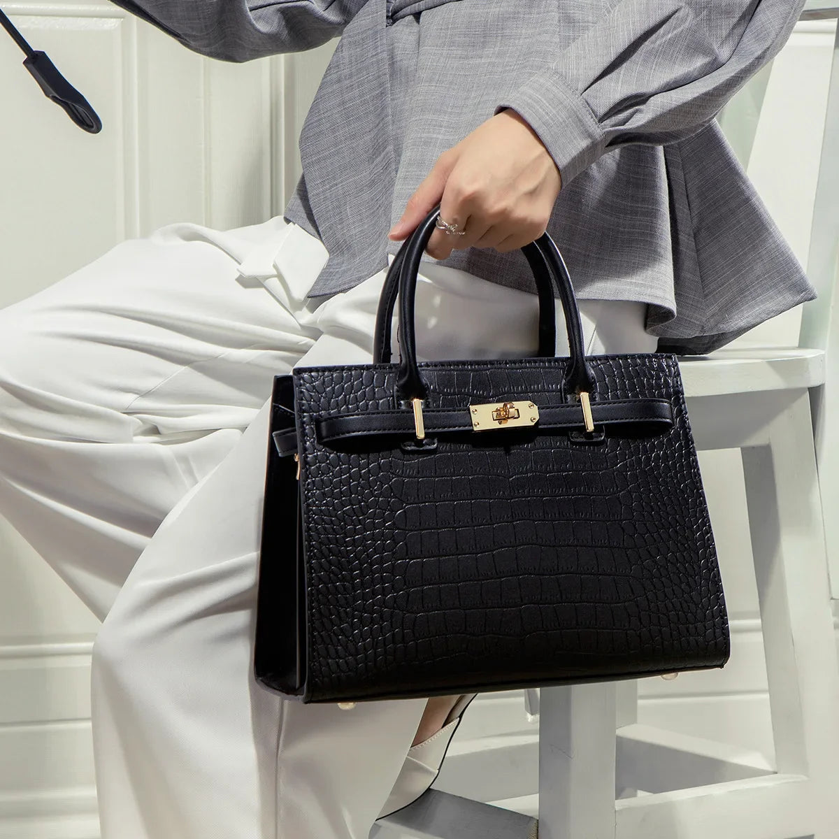 Scarlett - Premium Allure Croco Leather Bag Set