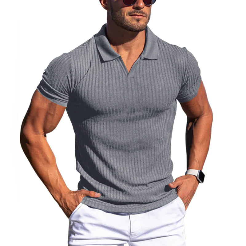 Elijah™ - Solid Striped Lapel Polo Shirt