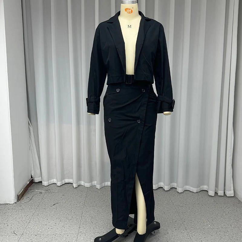 Zoe™- Elegant Jacket and Wrap Skirt Set