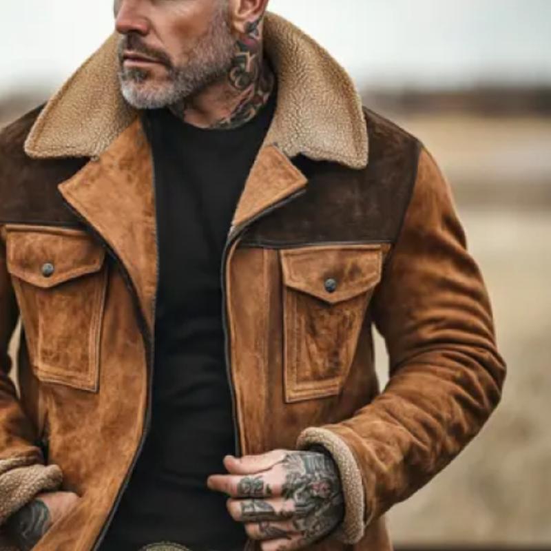 George™ - Modern Premium Polar Fleece Leather Coat