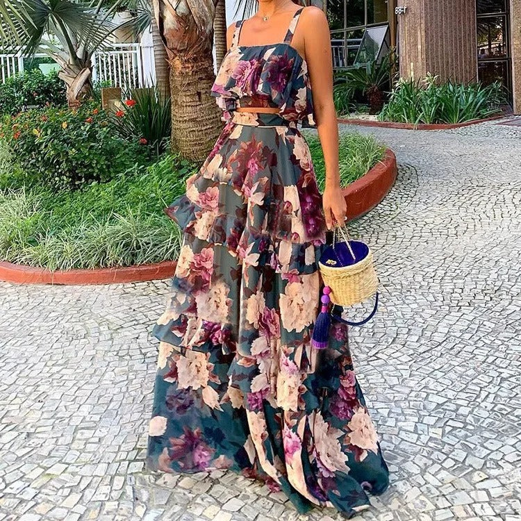 Scarlett™ - Modern Printed Two-piece Long Skirt Set